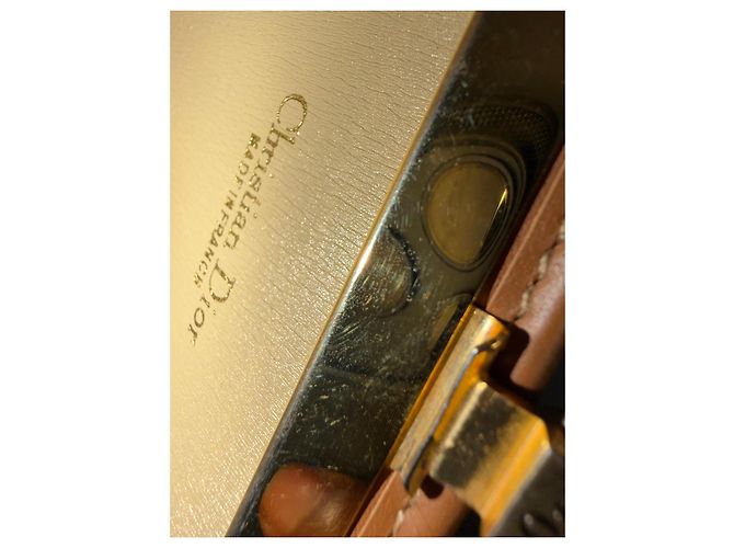 Christian Dior Clutch Dior Monogram Beige y Cuero Marrón Castaño - vista 9