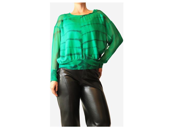 Autre Marque Blusa trasparente tie-dye verde - size M - vista 3