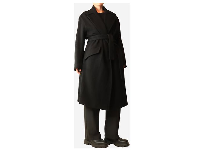 Iro Abrigo grueso negro con cinturón - size UK 10 - vista 3
