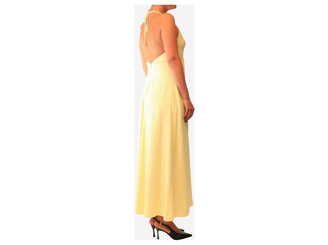 Autre Marque Vestido maxi amarillo con cuello halter - size UK 12 - vista 3