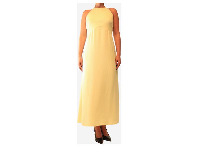 Autre Marque Vestido maxi amarillo con cuello halter - size UK 12 - vista 4