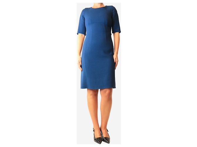 Akris Double-Face Etuikleid Midi in Navy - size UK 10 Blau - Ansicht 3