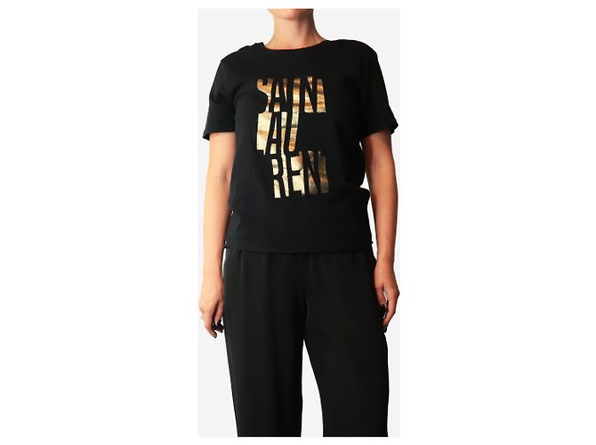 Autre Marque Top con logo grafico nero e oro - size M - vista 3
