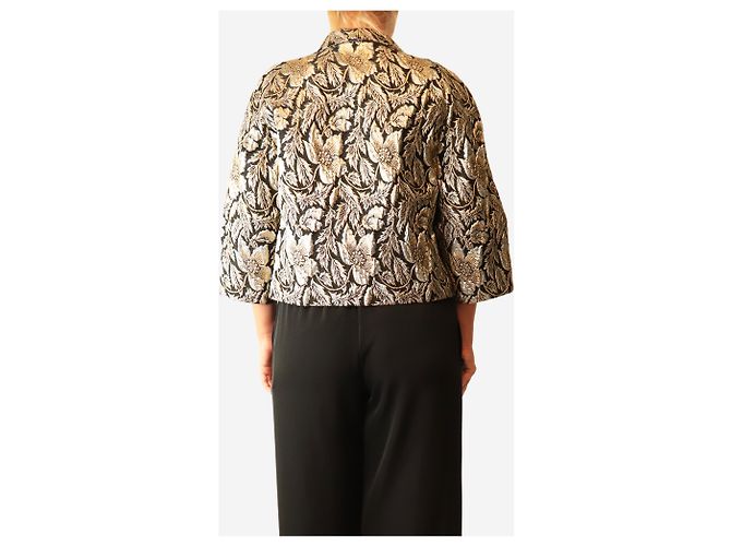 Dries Van Noten Florale Lurex-Jacquard-Jacke in Schwarz - size L - Ansicht 2
