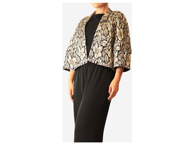 Dries Van Noten Florale Lurex-Jacquard-Jacke in Schwarz - size L - Ansicht 3