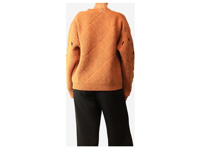 Acne Pull à losanges avec ourlets festonnés Cognac - size M Marron - vue 2