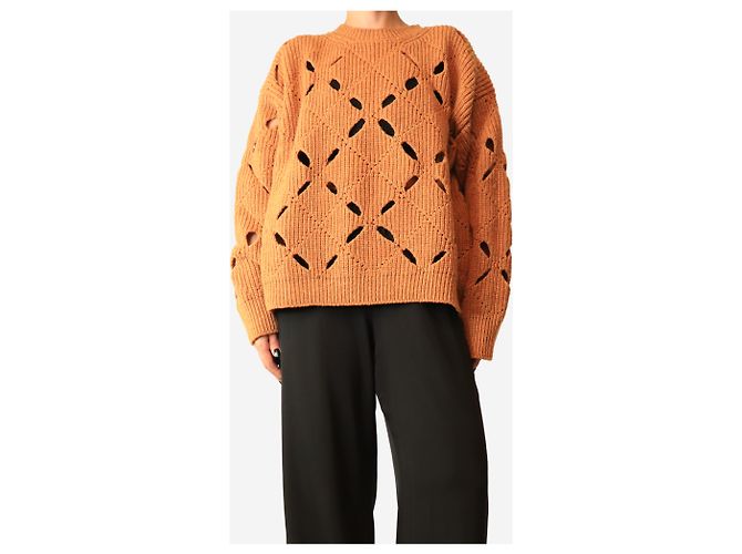 Acne Pull à losanges avec ourlets festonnés Cognac - size M Marron - vue 3