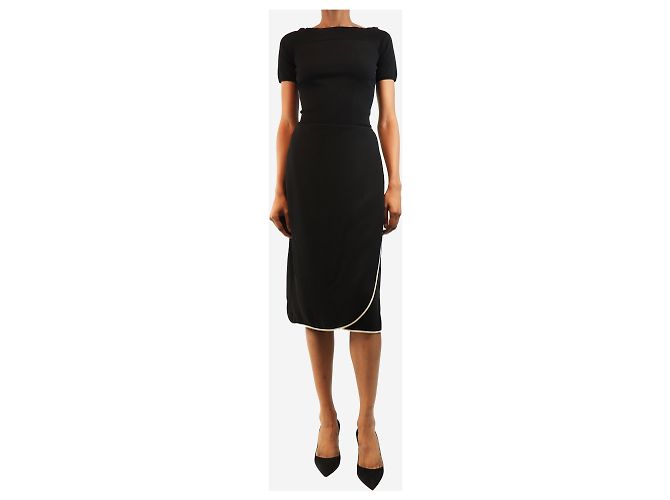 Valentino Falda midi de crepe de seda negra - size UK 8 Negro - vista 2