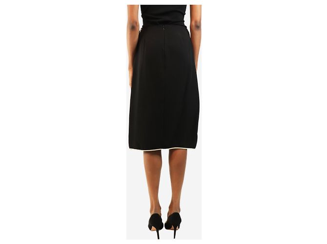 Valentino Falda midi de crepe de seda negra - size UK 8 Negro - vista 3