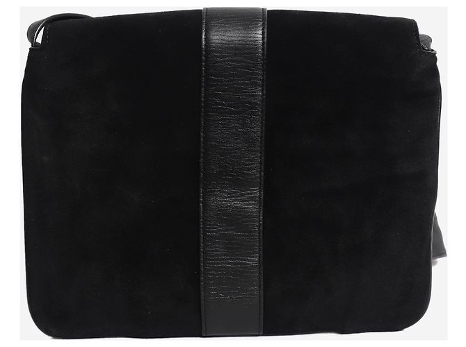 Gucci Borsa crossbody Arli in camoscio e pelle nera Nero - vista 2