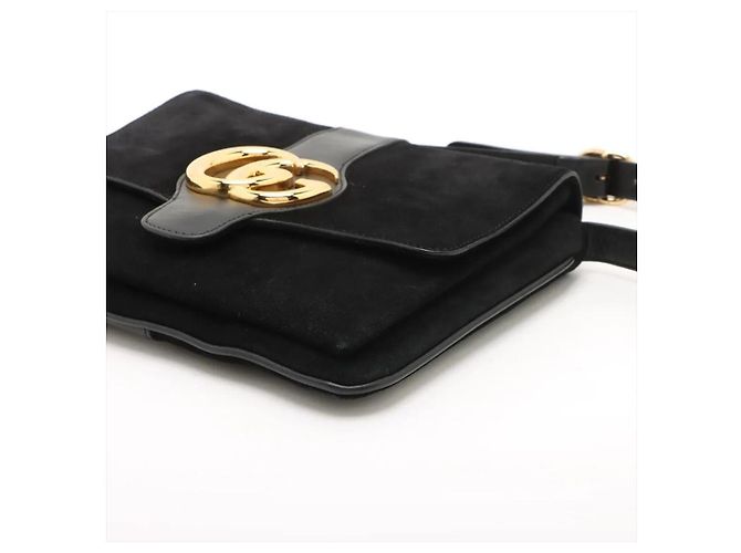 Gucci Borsa crossbody Arli in camoscio e pelle nera Nero - vista 5