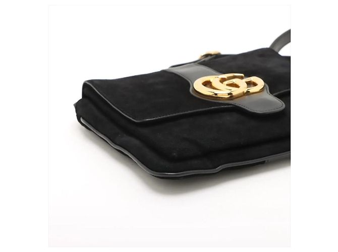 Gucci Borsa crossbody Arli in camoscio e pelle nera Nero - vista 6