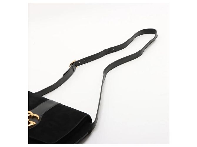 Gucci Borsa crossbody Arli in camoscio e pelle nera Nero - vista 7