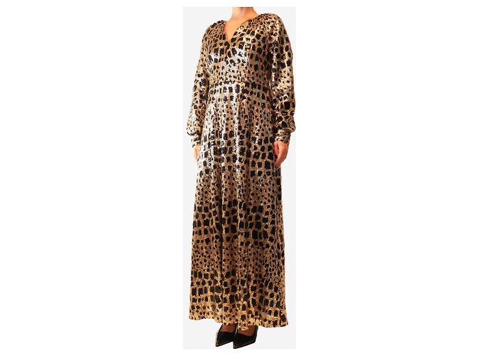 Antik Batik Abito maxi Baguy nero e oro - size M D'oro - vista 3