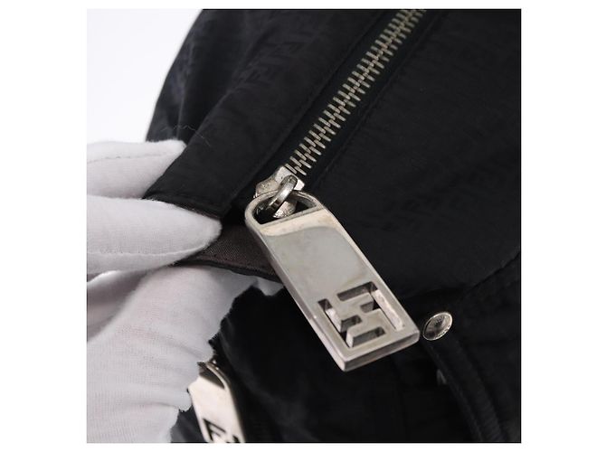 FENDI Zucchino Canvas Tote Bag Black Silver - vista 10