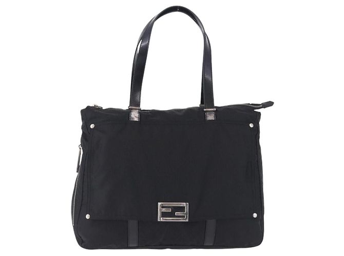 FENDI Zucchino Canvas Tote Bag Black Silver - vista 13