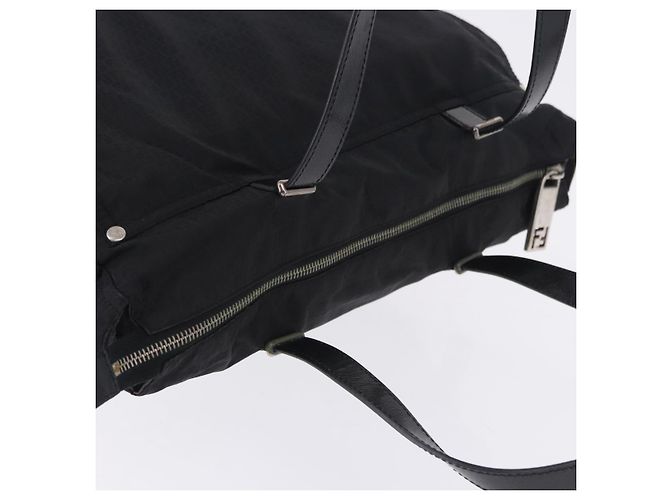 FENDI Zucchino Canvas Tote Bag Black Silver - vista 7