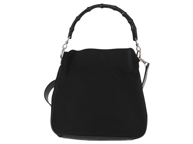 GUCCI Bamboo Shoulder Bag Nylon 2way Black Silver 001 1638 - vista 2