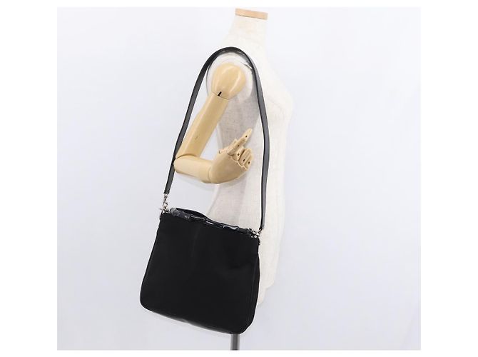 GUCCI Bamboo Shoulder Bag Nylon 2way Black Silver 001 1638 - vista 24