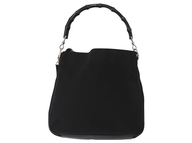 GUCCI Bamboo Shoulder Bag Nylon 2way Black Silver 001 1638 - vista 3