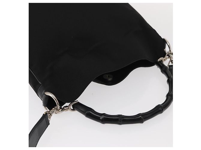 GUCCI Bamboo Shoulder Bag Nylon 2way Black Silver 001 1638 - vista 6