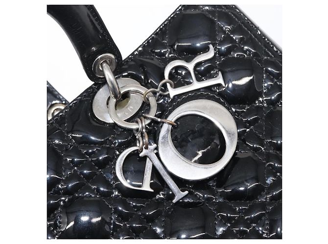 Christian Dior Canage Hand Bag Enamel 2way Black Silver - vista 10