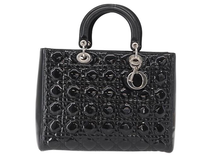Christian Dior Canage Hand Bag Enamel 2way Black Silver - vista 13