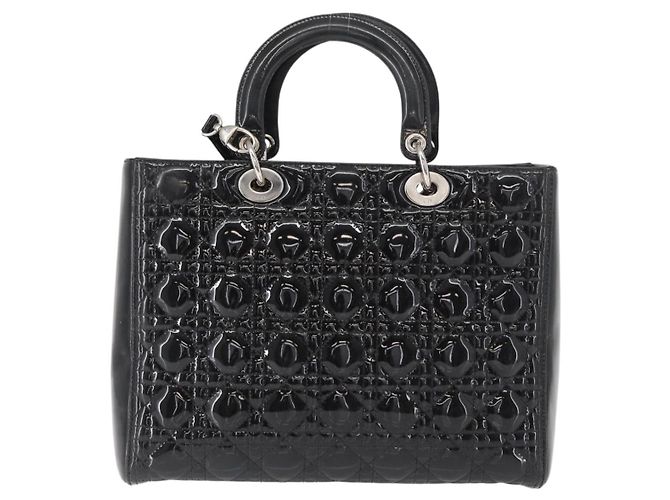 Christian Dior Canage Hand Bag Enamel 2way Black Silver - vista 2