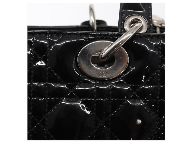 Christian Dior Canage Hand Bag Enamel 2way Black Silver - vista 20