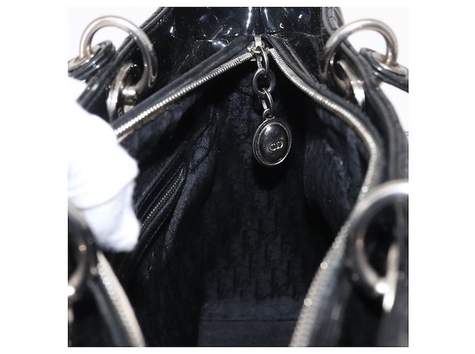 Christian Dior Canage Hand Bag Enamel 2way Black Silver - vista 22