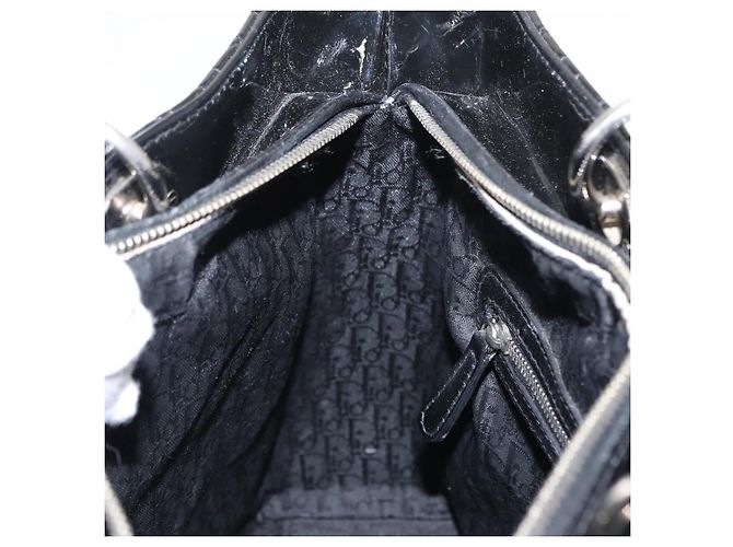 Christian Dior Canage Hand Bag Enamel 2way Black Silver - vista 23
