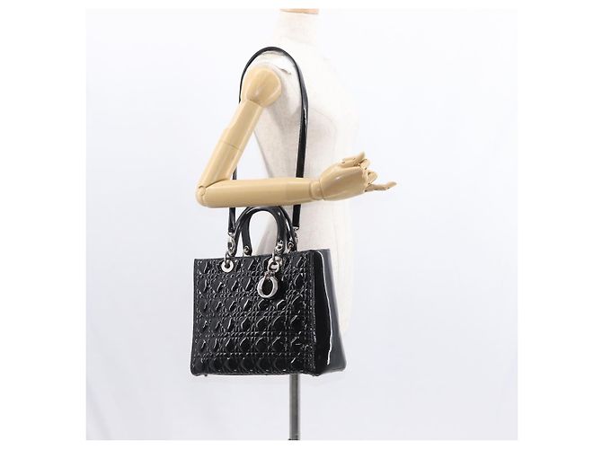 Christian Dior Canage Hand Bag Enamel 2way Black Silver - vista 26