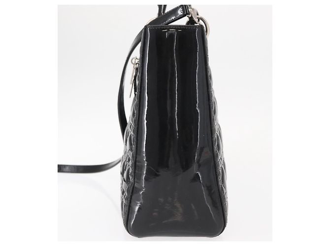 Christian Dior Canage Hand Bag Enamel 2way Black Silver - vista 3