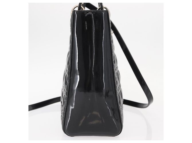 Christian Dior Canage Hand Bag Enamel 2way Black Silver - vista 4