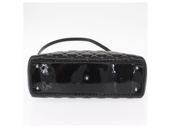 Christian Dior Canage Hand Bag Enamel 2way Black Silver - vista 5