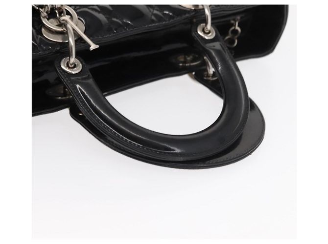 Christian Dior Canage Hand Bag Enamel 2way Black Silver - vista 7