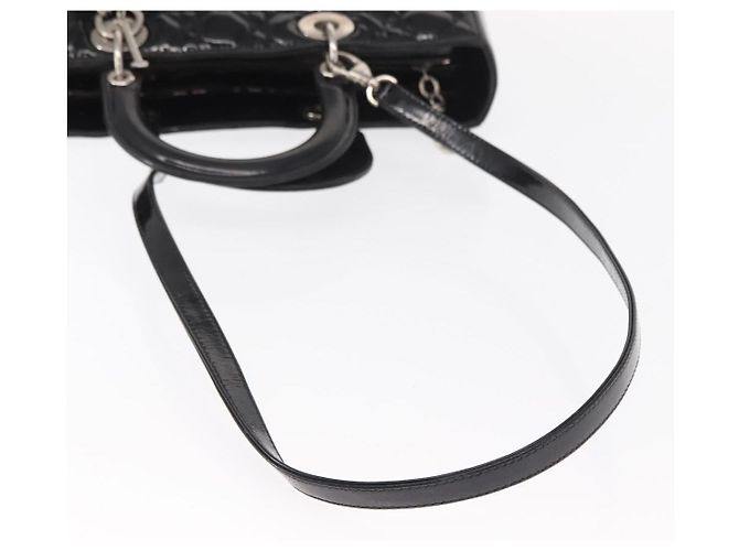 Christian Dior Canage Hand Bag Enamel 2way Black Silver - vista 8