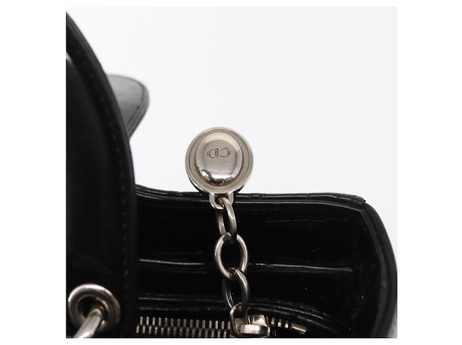 Christian Dior Canage Hand Bag Enamel 2way Black Silver - vista 9