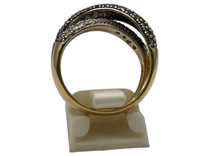 Autre Marque Bague entrelacée pavée de diamants Argenté Doré - vue 2
