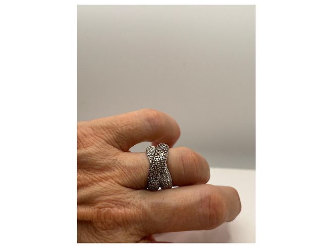 Autre Marque Bague entrelacée pavée de diamants Argenté Doré - vue 4