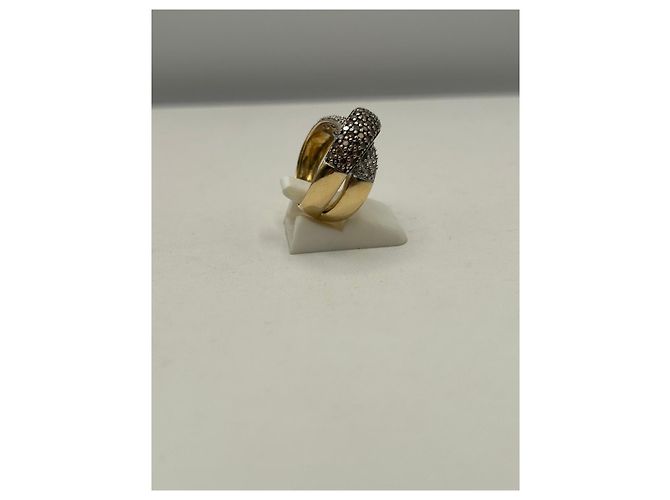 Autre Marque Bague entrelacée pavée de diamants Argenté Doré - vue 6