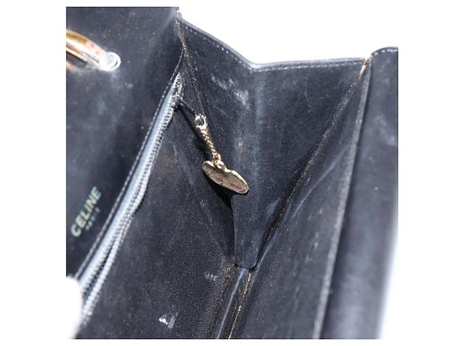 Céline CELINE Bolsa de mão em couro preto prata - vista 18