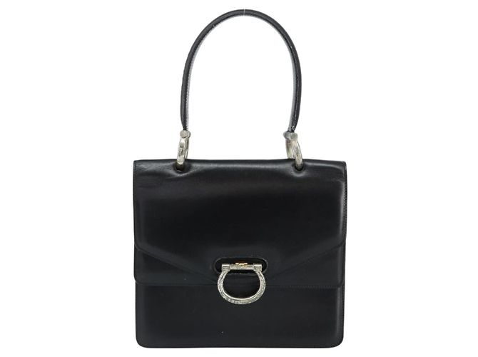 Céline CELINE Bolsa de mão em couro preto prata - vista 2