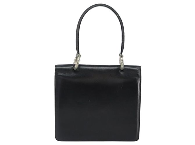 Céline CELINE Bolsa de mão em couro preto prata - vista 3