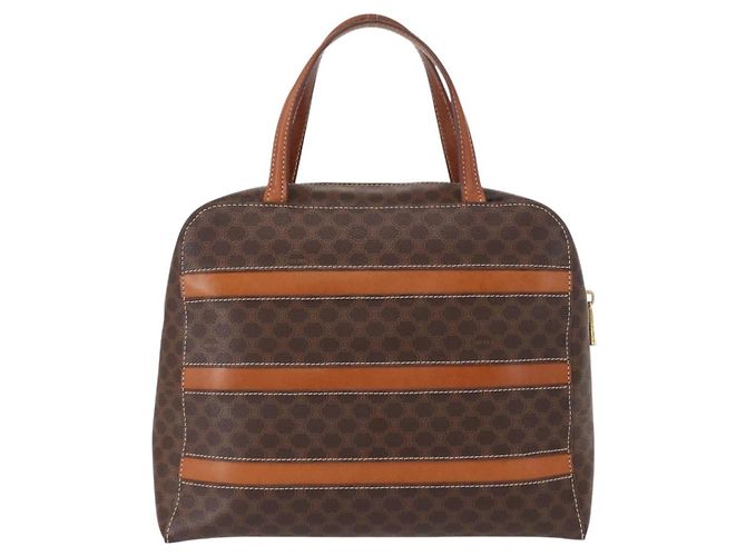 Céline CELINE Macadam Canvas Handtasche PVC Leder Braun Gold - Ansicht 3