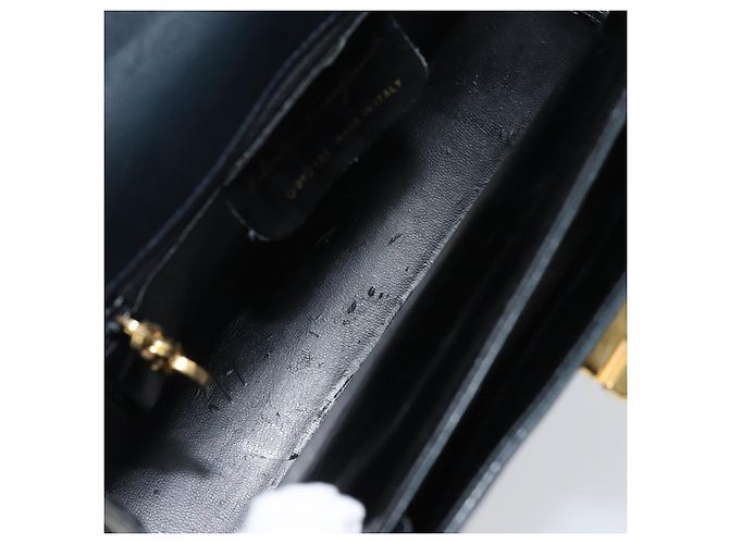Salvatore Ferragamo Gancini Hand Bag Leather 2way Navy Gold - vista 11