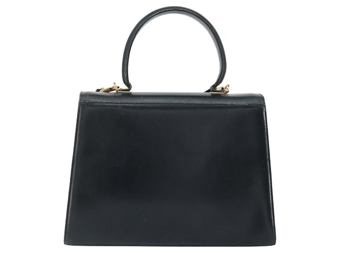 Salvatore Ferragamo Gancini Hand Bag Leather 2way Navy Gold - vista 2