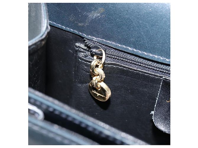Salvatore Ferragamo Gancini Hand Bag Leather 2way Navy Gold - vista 22