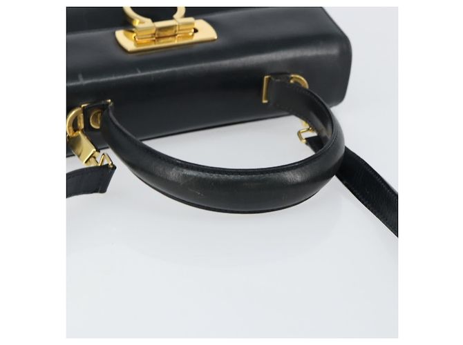 Salvatore Ferragamo Gancini Hand Bag Leather 2way Navy Gold - vista 7