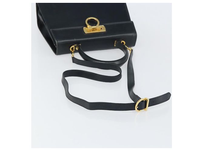 Salvatore Ferragamo Gancini Hand Bag Leather 2way Navy Gold - vista 8
